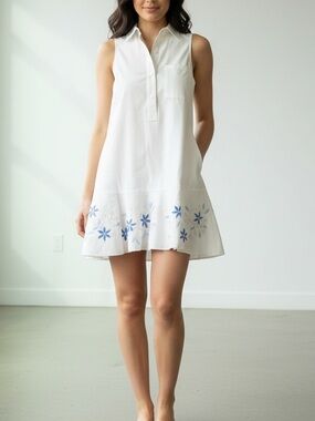 NEW Tuckernuck White Embroidery Sleeveless Callahan Cotton Dress Womens Size XS